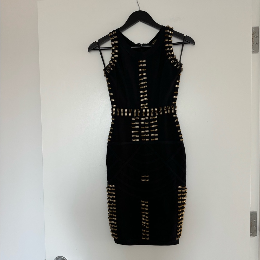 Hera Collection Black Bandage Dress w. Gold Accents